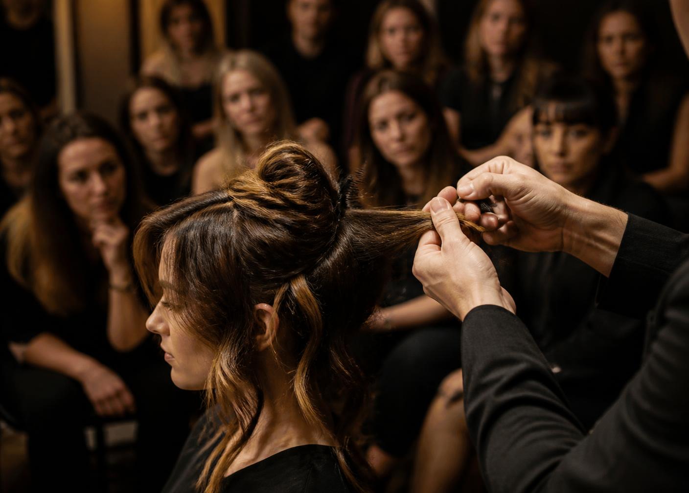 A hair education session in progress
